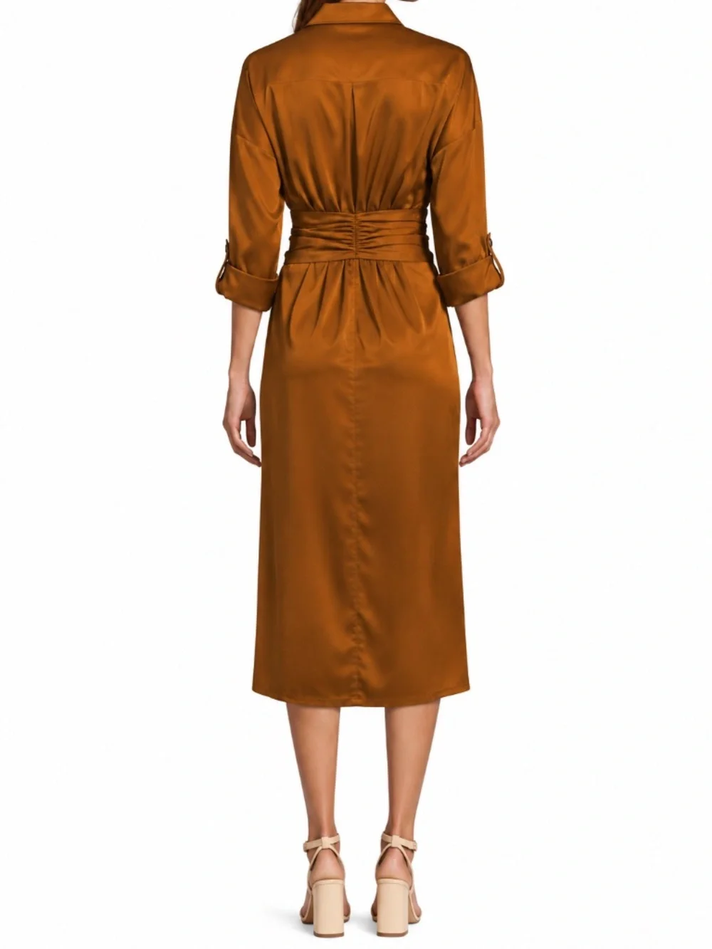 NWOT Antonio Melani Roxanne Tie Waist Midi Shirt Dress Ember Size 8 - Picture 2 of 6